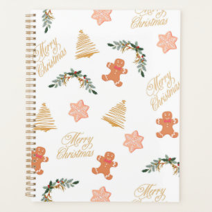 christmas pattern with christmas tree cookies planner
