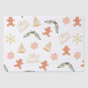 christmas pattern with christmas tree cookies tissue paper