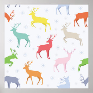 Christmas pattern with deersreindeer,deer,pattern, poster