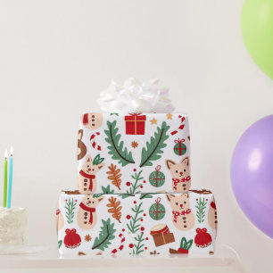 Christmas Pattern with Forest Friends Wrapping Paper