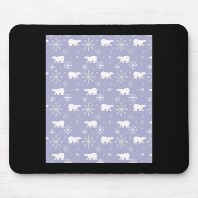 Christmas Pattern With Lar Bears And Snowflakes  Mouse Pad (Front)