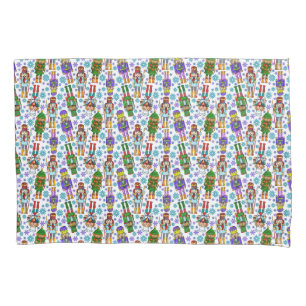 Christmas Pattern With Nutcracker And Snowflakes Pillowcase