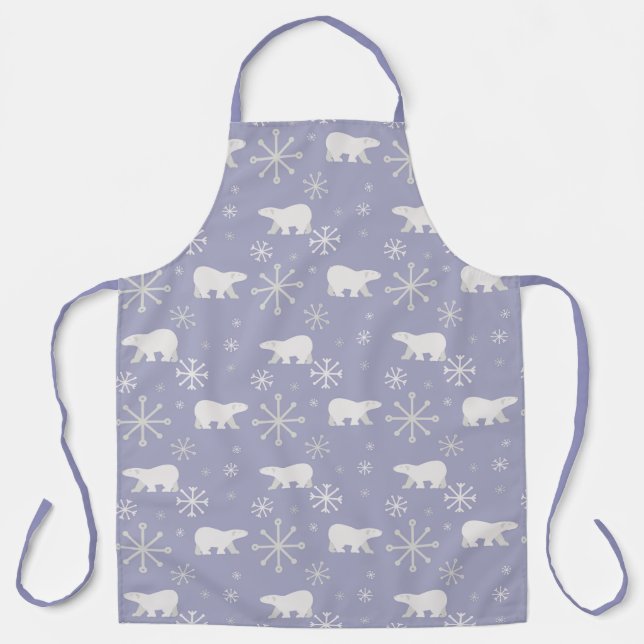 Christmas pattern with polar bears and snowflakes apron (Front)