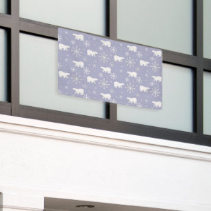 Christmas pattern with polar bears and snowflakes banner