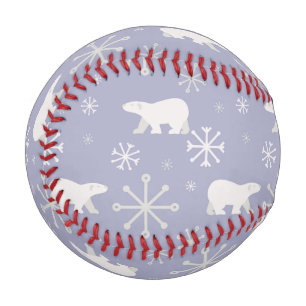 Christmas pattern with polar bears and snowflakes baseball