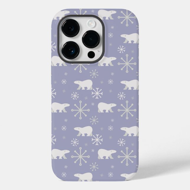 Christmas pattern with polar bears and snowflakes Case-Mate iPhone case (Back)