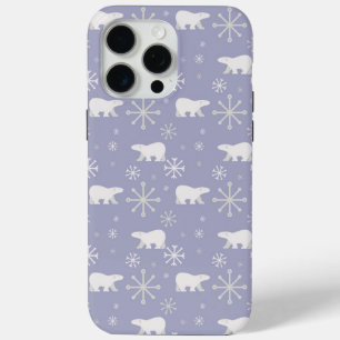 Christmas pattern with polar bears and snowflakes iPhone 15 pro max case