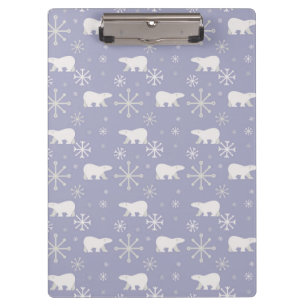 Christmas pattern with polar bears and snowflakes clipboard