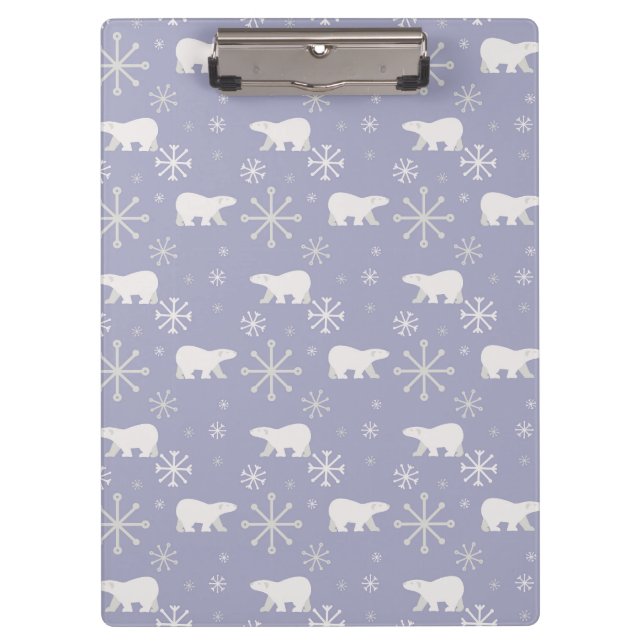 Christmas pattern with polar bears and snowflakes clipboard (Front)