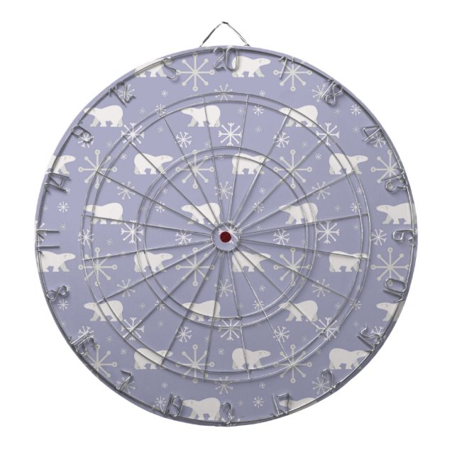Christmas pattern with polar bears and snowflakes dartboard (Front)