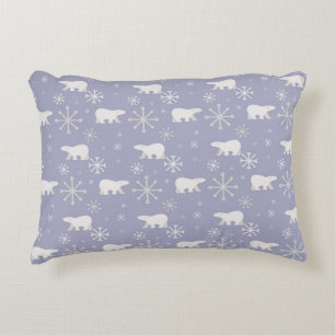 Christmas pattern with polar bears and snowflakes decorative cushion