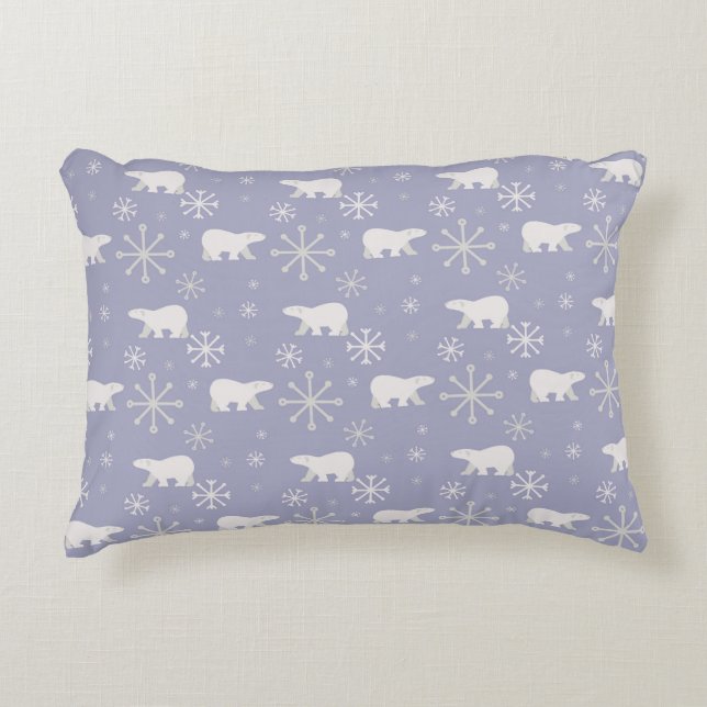 Christmas pattern with polar bears and snowflakes decorative cushion (Front)