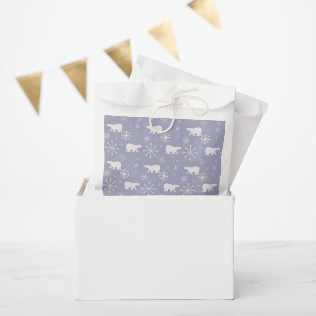 Christmas pattern with polar bears and snowflakes favour bag (Party)