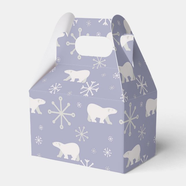 Christmas pattern with polar bears and snowflakes favour box (Front Side)