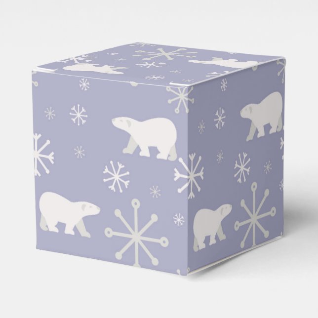 Christmas pattern with polar bears and snowflakes favour box (Front Side)