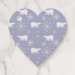 Christmas pattern with polar bears and snowflakes favour tags