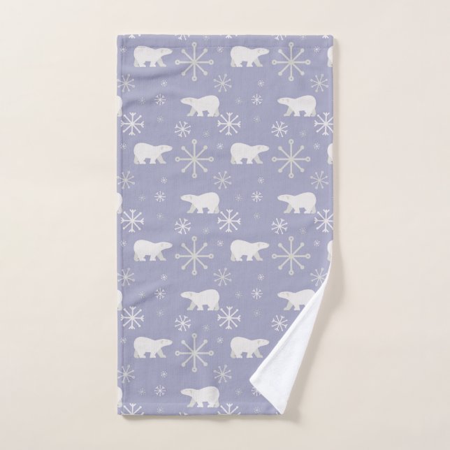 Christmas pattern with polar bears and snowflakes hand towel (Hand Towel)