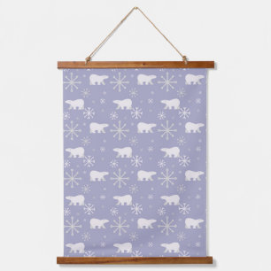 Christmas pattern with polar bears and snowflakes hanging tapestry