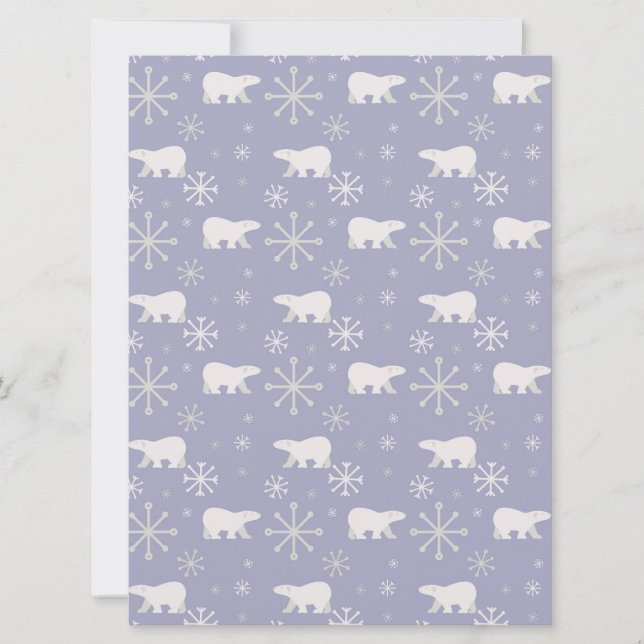 Christmas pattern with polar bears and snowflakes invitation (Front)