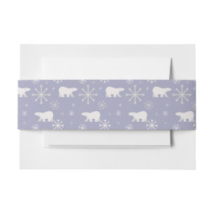 Christmas pattern with polar bears and snowflakes invitation belly band