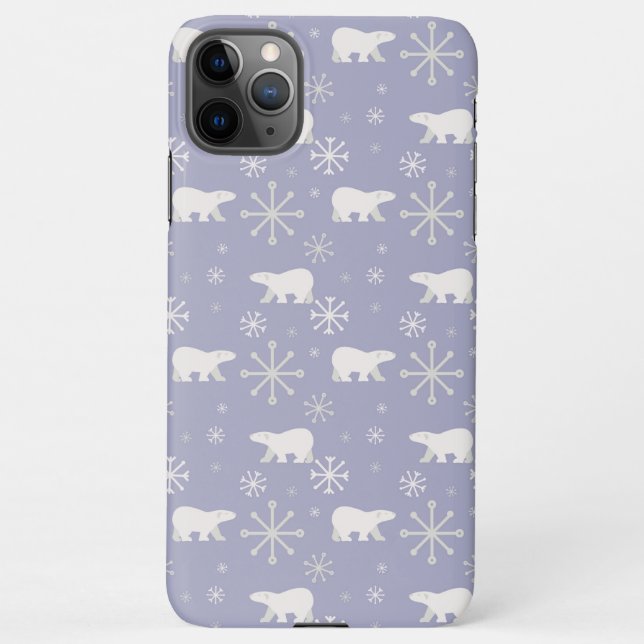 Christmas pattern with polar bears and snowflakes iPhone case (Back)