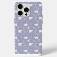 Christmas pattern with polar bears and snowflakes
