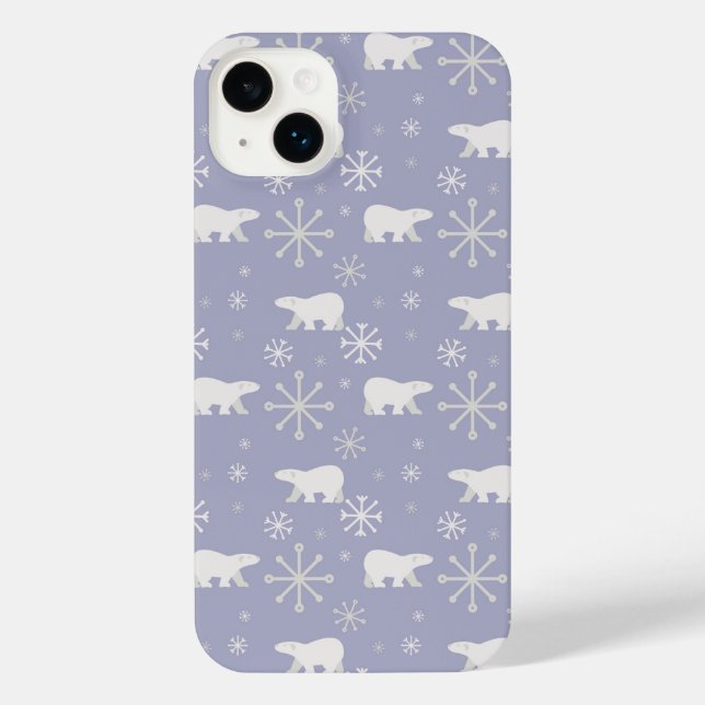Christmas pattern with polar bears and snowflakes iPhone case (Back)