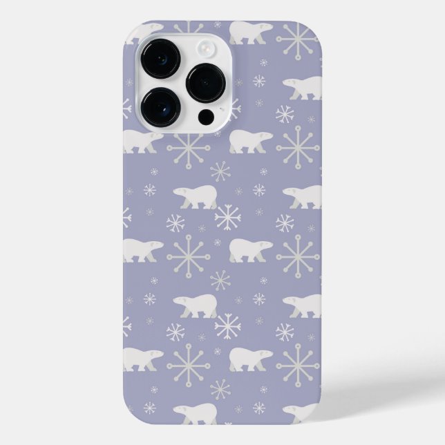 Christmas pattern with polar bears and snowflakes iPhone case (Back)