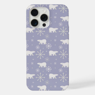 Christmas pattern with polar bears and snowflakes iPhone 15 pro max case