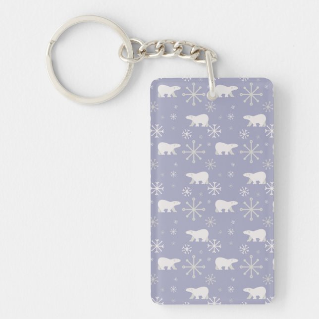Christmas pattern with polar bears and snowflakes key ring (Front)