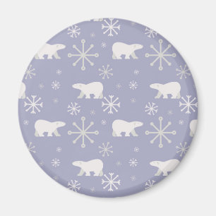 Christmas pattern with polar bears and snowflakes magnet