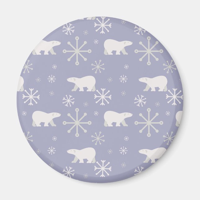 Christmas pattern with polar bears and snowflakes magnet (Front)