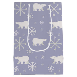 Christmas pattern with polar bears and snowflakes medium gift bag