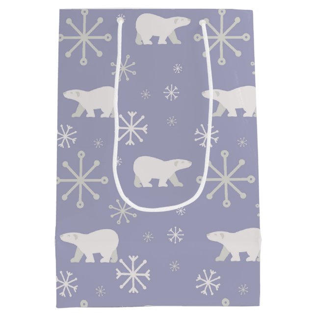 Christmas pattern with polar bears and snowflakes medium gift bag (Back)