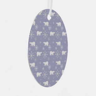 Christmas pattern with polar bears and snowflakes metal tree decoration