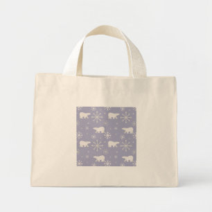 Christmas pattern with polar bears and snowflakes mini tote bag