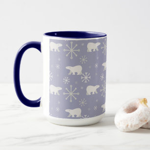 Christmas pattern with polar bears and snowflakes mug