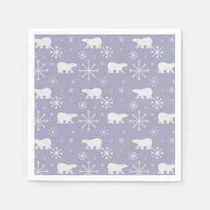 Christmas pattern with polar bears and snowflakes napkin