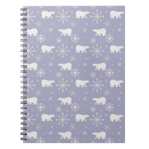 Christmas pattern with polar bears and snowflakes notebook