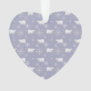 Christmas pattern with polar bears and snowflakes ornament