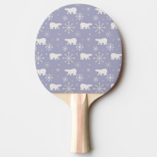 Christmas pattern with polar bears and snowflakes ping pong paddle