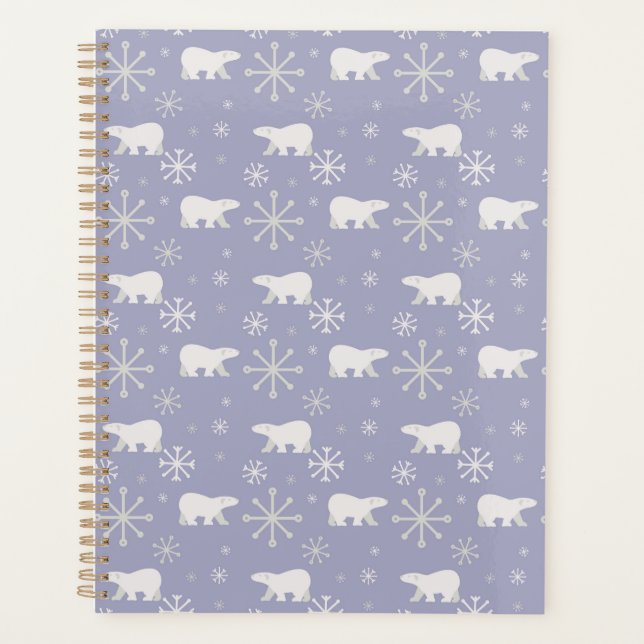 Christmas pattern with polar bears and snowflakes planner (Front)
