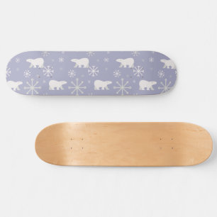 Christmas pattern with polar bears and snowflakes skateboard