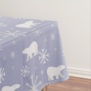 Christmas pattern with polar bears and snowflakes tablecloth
