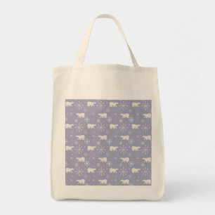 Christmas pattern with polar bears and snowflakes tote bag