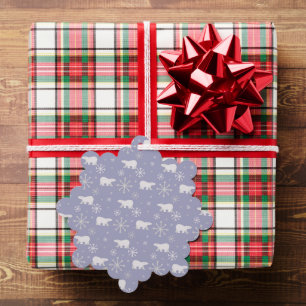 Christmas pattern with polar bears and snowflakes tree decoration card