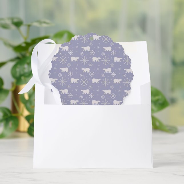 Christmas pattern with polar bears and snowflakes tree decoration card (Envelope)