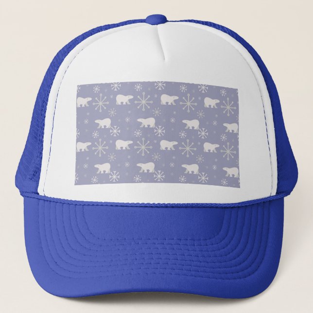 Christmas pattern with polar bears and snowflakes trucker hat (Front)