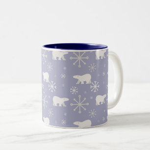 Christmas pattern with polar bears and snowflakes Two-Tone coffee mug