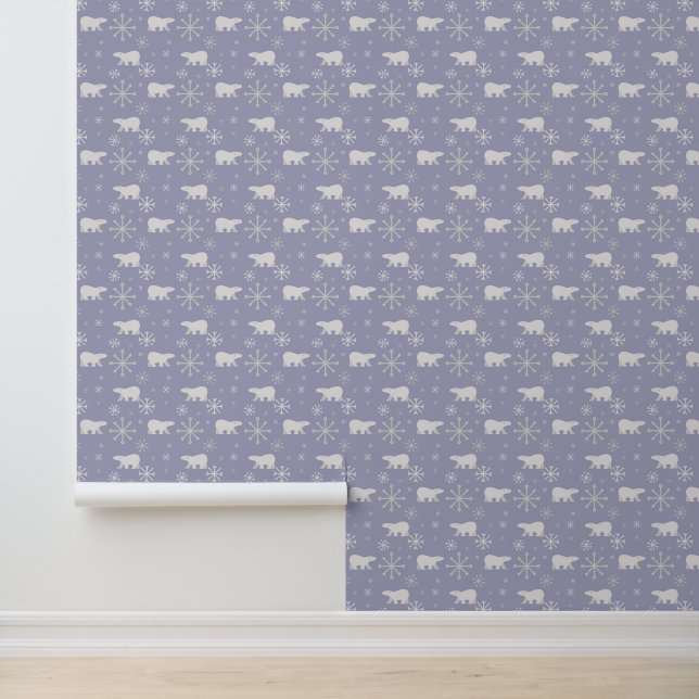 Christmas pattern with polar bears and snowflakes wallpaper (Application)